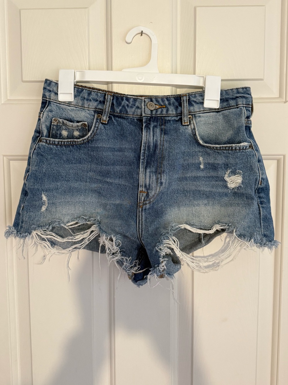 Distressed Blue Denim Shorts